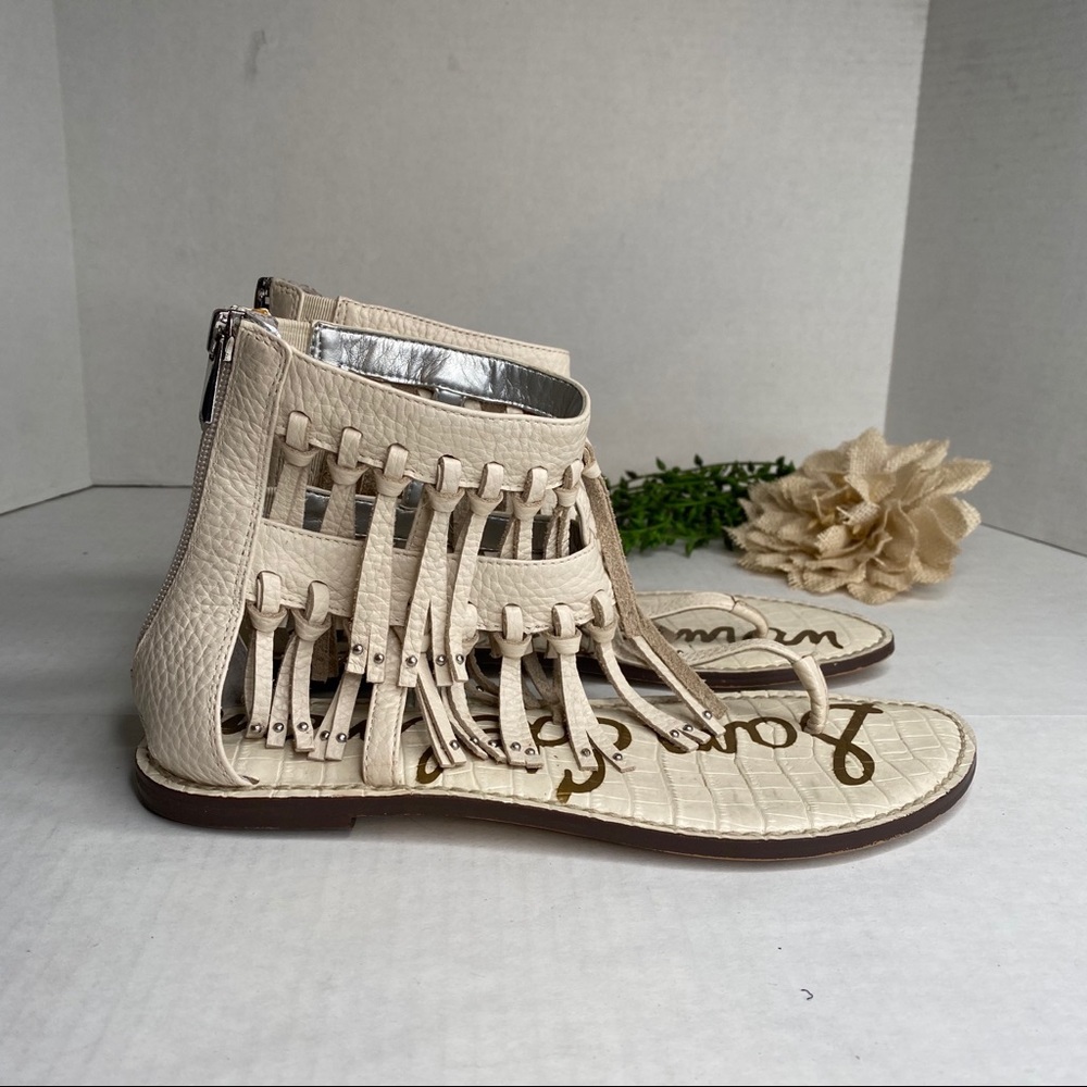 Sam Edelman GRIFFEN Fringe Sandals Cream Size 8.5M